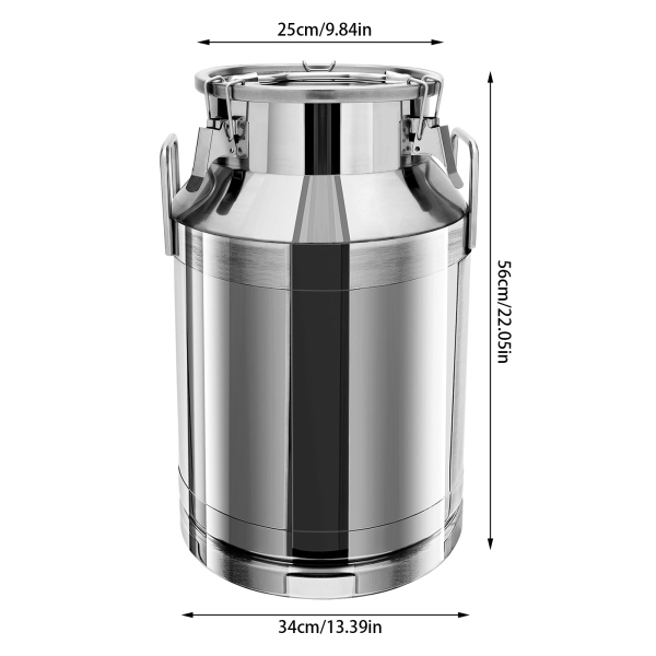 Bidon à lait en acier inoxydable durable, seau à vin, seau fourre-tout pour usage intensif en restaurant, acier inoxydable 201 non magnétique, silicone, 40 L, argent