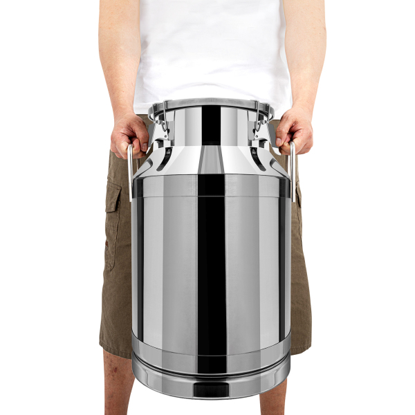 Bidon à lait en acier inoxydable durable, seau à vin, seau fourre-tout pour usage intensif en restaurant, acier inoxydable 201 non magnétique, silicone, 40 L, argent Bidon à lait en acier inoxydable durable, seau à vin, seau fourre-tout pour usage intensif en restaurant, acier inoxydable 201 non magnétique, silicone, 40 L, argent