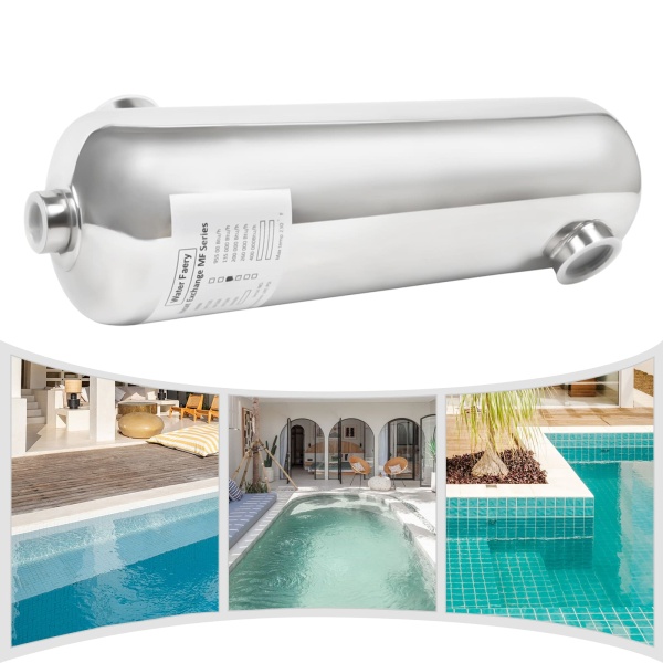 Échangeur de chaleur en acier inoxydable pour système de chauffage de piscine, 485 x 134 mm, 60 kW