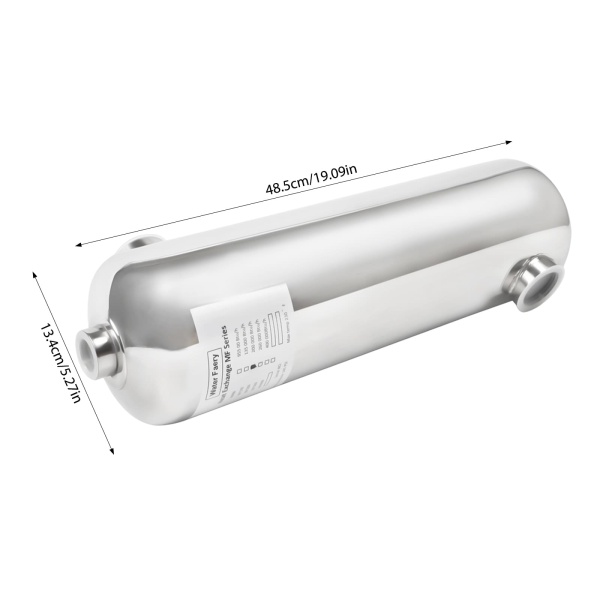 Échangeur de chaleur en acier inoxydable pour système de chauffage de piscine, 485 x 134 mm, 60 kW Échangeur de chaleur en acier inoxydable pour système de chauffage de piscine, 485 x 134 mm, 60 kW