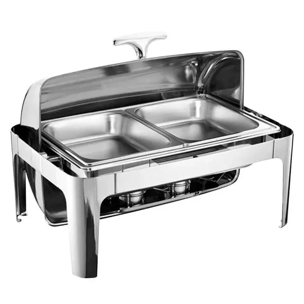 9L Réchaud Récipient Réchauffant Couvercle Réchaud Avec 2 Demi Tailles Plateaux de Restauration