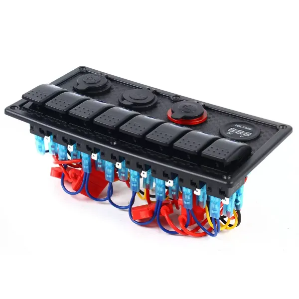 Commutateur de panneau de commande multifonction 4 en 1, voltmètre LED double USB 8 panneaux de commutateur de vitesse