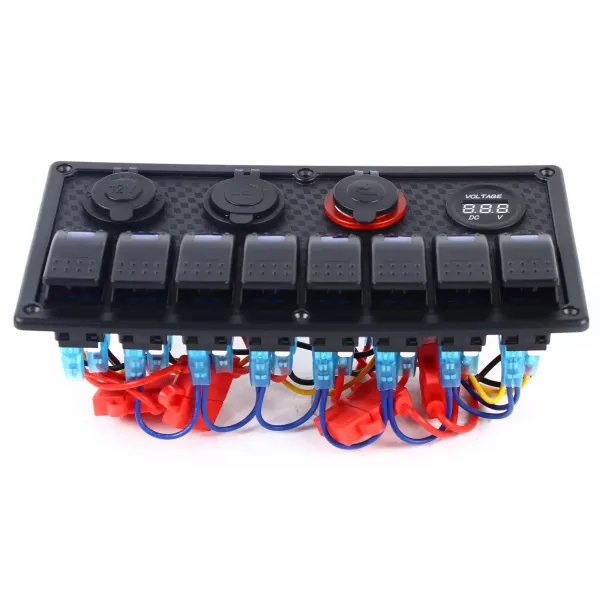 Commutateur de panneau de commande multifonction 4 en 1, voltmètre LED double USB 8 panneaux de commutateur de vitesse
