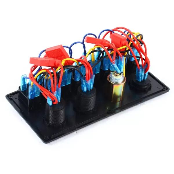 Commutateur de panneau de commande multifonction 4 en 1, voltmètre LED double USB 8 panneaux de commutateur de vitesse
