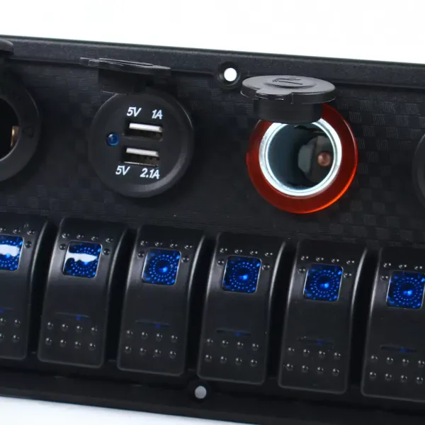 Commutateur de panneau de commande multifonction 4 en 1, voltmètre LED double USB 8 panneaux de commutateur de vitesse