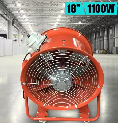 18" draagbare axiale ventilator, 3450 tpm, 1100 W, explosiebestendige metalen industriële afzuigkap