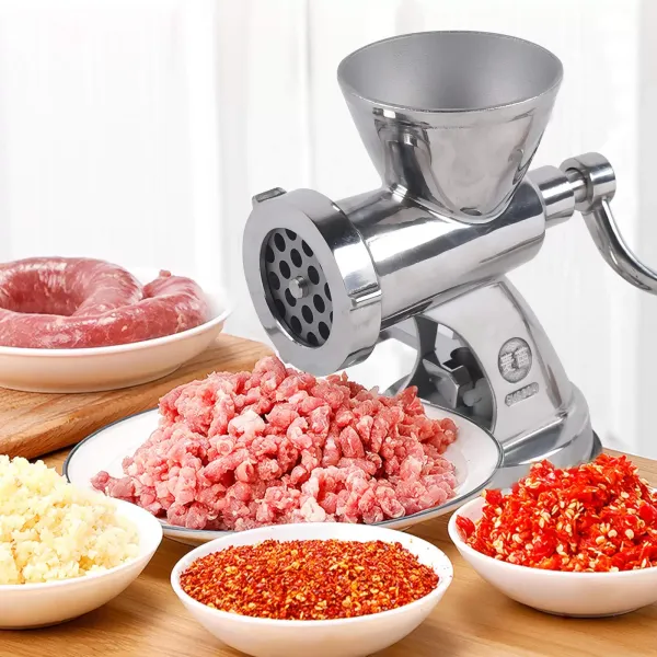 Hachoir à viande manuel avec ventouse - Tube de remplissage à saucisse en acier inoxydable - Avec plaques de coupe de 8 mm et 6 mm