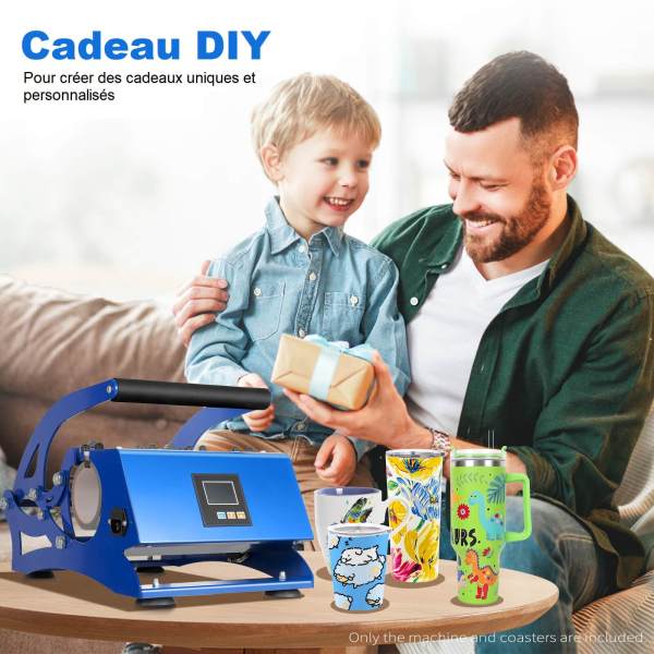 Presse à transfert 6 en 1 - Presse à chaleur - Double station automatique - Taille : 11 oz - 20 oz - 30 oz)