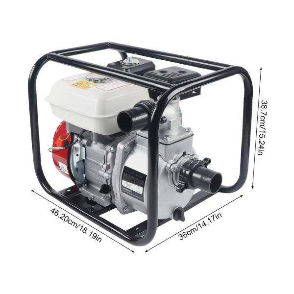 Pompe à eau à essence de 2 pouces - 8 temps - 3,6 l - Pompe à moteur 6,5 CV 210 CC