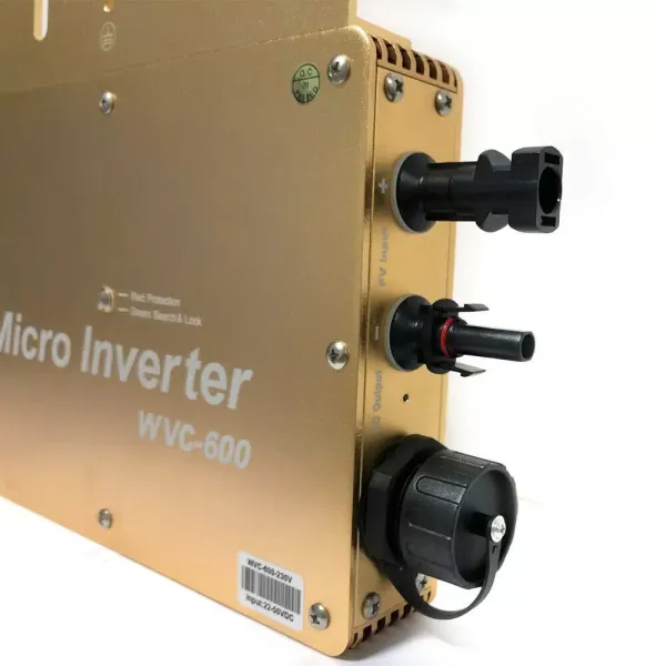 Micro onduleur WVC-600 W MPPT - Onduleur solaire étanche IP65 - Avec connexion réseau PV Inverter numérique - 22-50 VDC (doré) Micro onduleur WVC-600 W MPPT - Onduleur solaire étanche IP65 - Avec connexion réseau PV Inverter numérique - 22-50 VDC (doré)