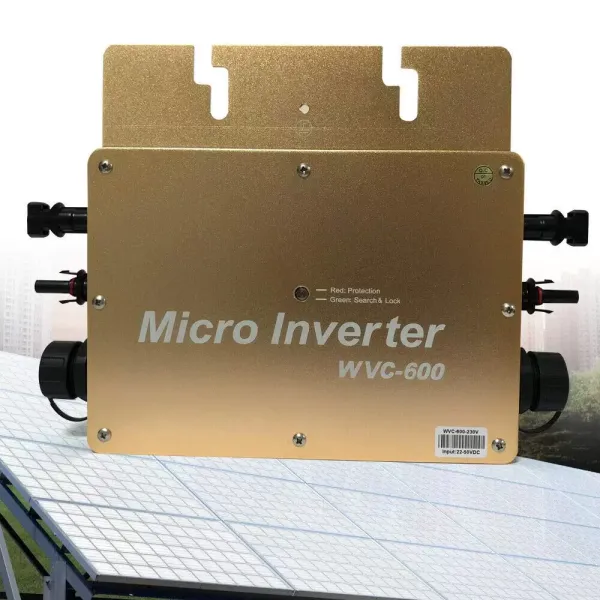 Micro onduleur WVC-600 W MPPT - Onduleur solaire étanche IP65 - Avec connexion réseau PV Inverter numérique - 22-50 VDC (doré) Micro onduleur WVC-600 W MPPT - Onduleur solaire étanche IP65 - Avec connexion réseau PV Inverter numérique - 22-50 VDC (doré)