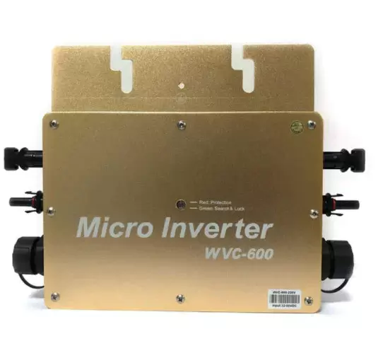 Micro onduleur WVC-600 W MPPT - Onduleur solaire étanche IP65 - Avec connexion réseau PV Inverter numérique - 22-50 VDC (doré)