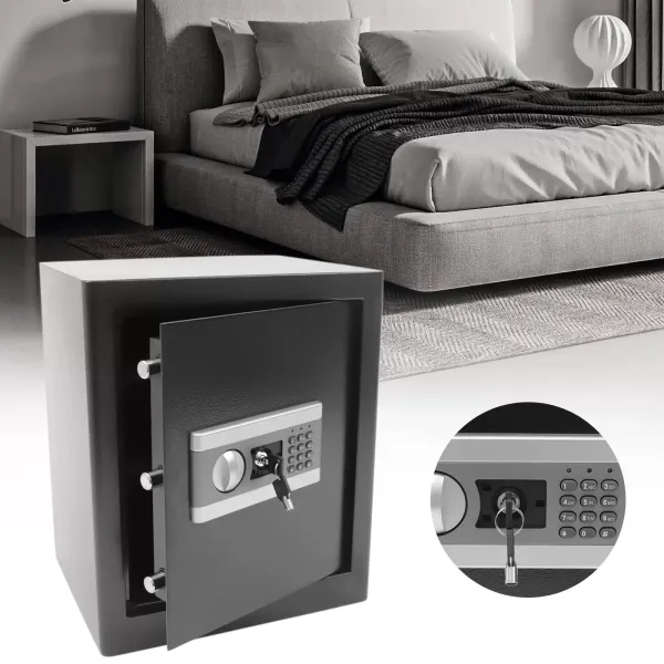 Interrupteur à clé électronique de 45 litres - Double cloison amovible avec batterie - Petit coffre-fort de 45 cm de haut