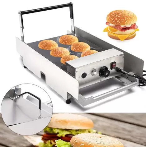 Commerciële elektrische hamburgermaker van 2000 W, roestvrij staal, 50-300 °C, voor hamburgers, spek, broodjes en eieren