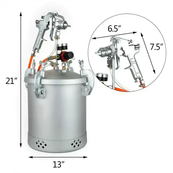 Pistolet à peinture - Réservoir de 10 l - Avec régulateur d'air et valve de sécurité