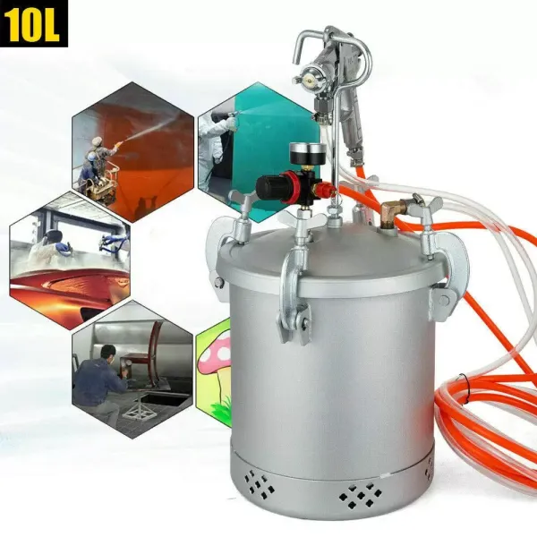 Pistolet à peinture - Réservoir de 10 l - Avec régulateur d'air et valve de sécurité Pistolet à peinture - Réservoir de 10 l - Avec régulateur d'air et valve de sécurité