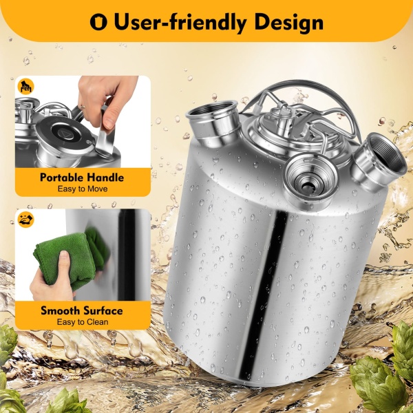 Fût de nettoyage de bière en acier inoxydable 10L récipient de nettoyage réservoir de nettoyage à 3 têtes fût de nettoyage de caisse de bière