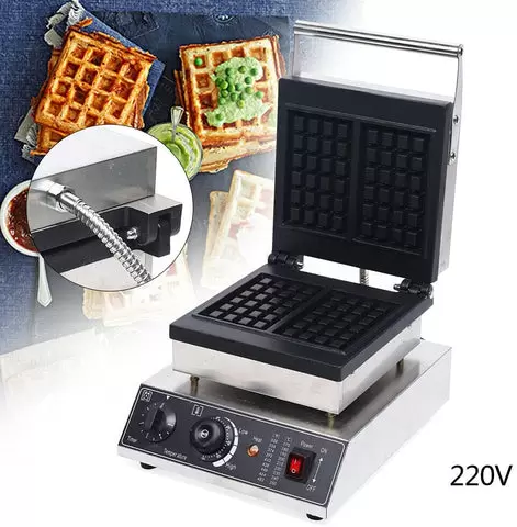 Vierkant wafelijzer 1500 W voor 2 Belgische wafels - Antiaanbaklaag - Met timer en thermostaat