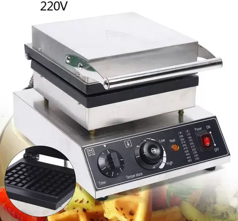 Vierkant wafelijzer 1500 W voor 2 Belgische wafels - Antiaanbaklaag - Met timer en thermostaat