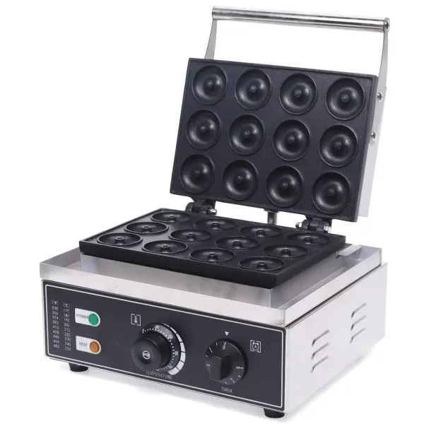 Machine à Donuts électrique Machine à Mini Beignets Gaufrier 12 Grille Waffle Maker Chauffage Double Face 220v 1500W