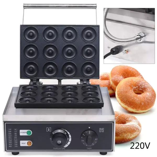 Machine à Donuts électrique Machine à Mini Beignets Gaufrier 12 Grille Waffle Maker Chauffage Double Face 220v 1500W