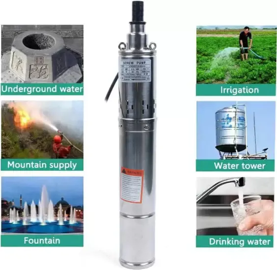 Pompe immergée pour Fontaine de Jardin 500 W - Pompe Submersible en Acier Inoxydable