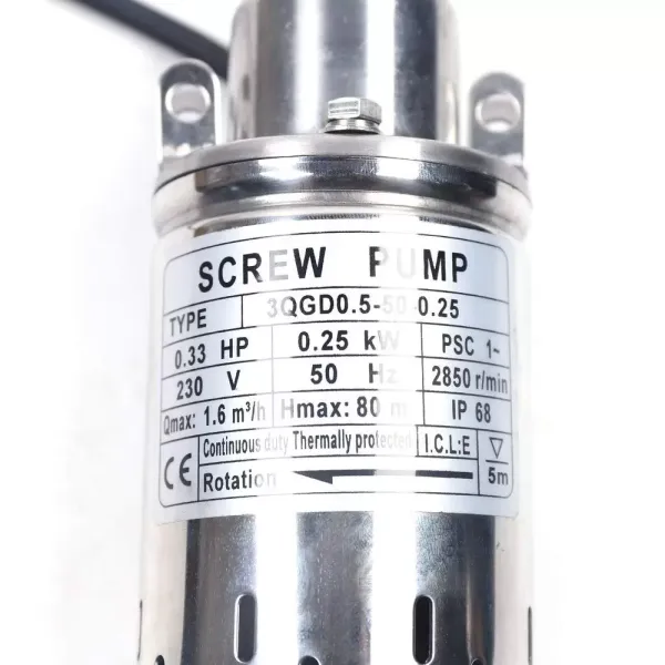Pompe de Puits Profond, Pompe Submersible en Acier Inoxydable de 3 Pouces, Pompe de Puits de 250 W, Débit Max. 1600 l/h