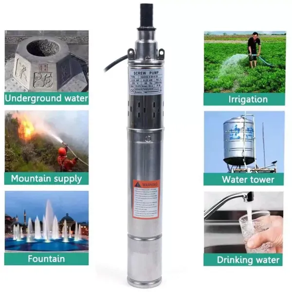 Pompe de Puits Profond, Pompe Submersible en Acier Inoxydable de 3 Pouces, Pompe de Puits de 250 W, Débit Max. 1600 l/h