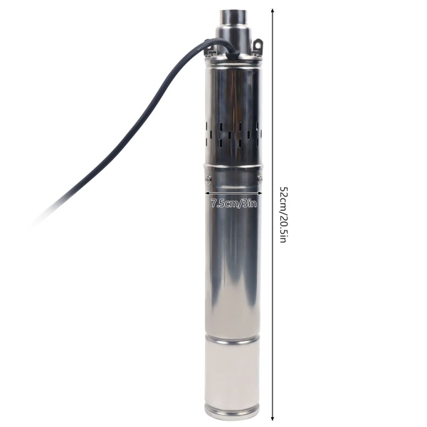 Pompe de Puits Profond, Pompe Submersible en Acier Inoxydable de 3 Pouces, Pompe de Puits de 250 W, Débit Max. 1600 l/h