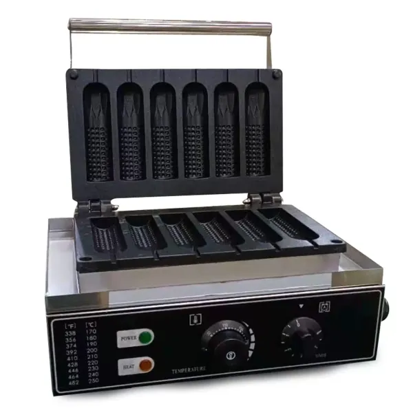Gaufrier Professionnel 1500W Température Réglable de 50 à 300 ℃ Indicateur LED Machine à Gaufres pour Boulangeries Restaurants Kiosques Cantines