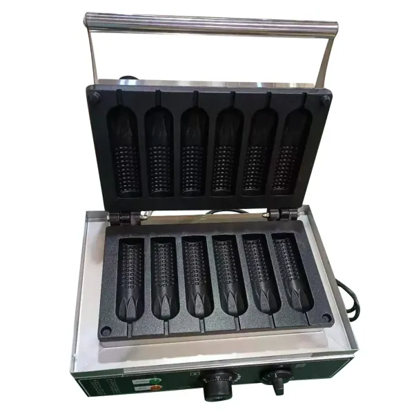 Gaufrier Professionnel 1500W Température Réglable de 50 à 300 ℃ Indicateur LED Machine à Gaufres pour Boulangeries Restaurants Kiosques Cantines