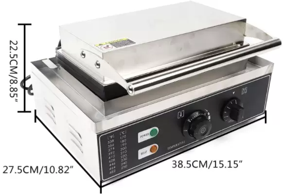 Professionele wafelijzer 1500W verstelbare temperatuur 50-300℃ LED-indicator wafelmachine voor bakkerijen, restaurants, kiosken, kantines