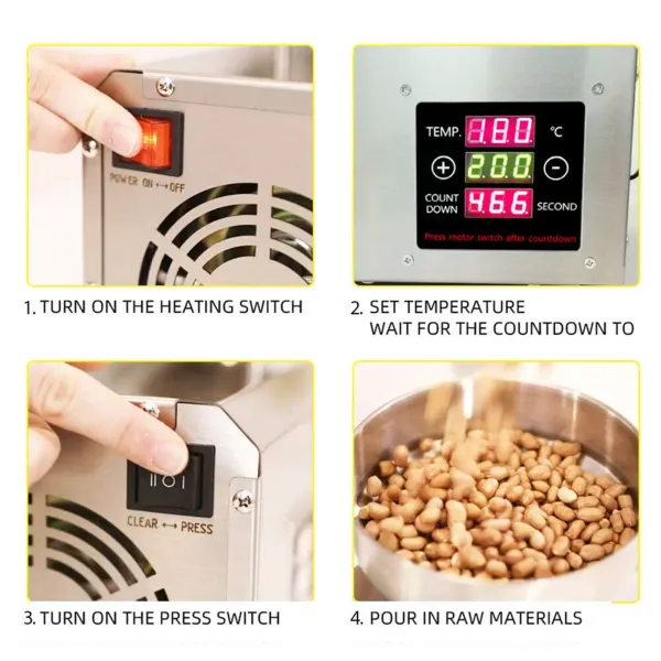 Machine à huile automatique 750W- Pour coco, colza, sésame, cacahuète, noix de coco - 50-250 °C Machine à huile automatique 750W- Pour coco, colza, sésame, cacahuète, noix de coco - 50-250 °C