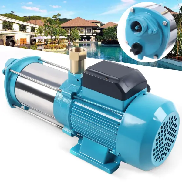 Pompe centrifuge de jardin IP44 1300 W 4000 l/h 2850 tr/min avec régulateur en acier inoxydable et fonte