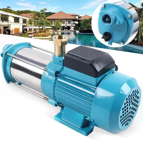 Pompe centrifuge de jardin IP44 1300 W 4000 l/h 2850 tr/min avec régulateur en acier inoxydable et fonte
