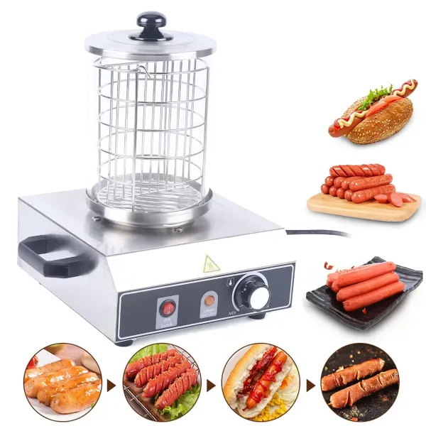 Hot Dog Maker, Réchauffeur de hot-dog, Machine à Hot Dog Professionnelle, Appareil Hot Dog, Cage en acier inoxydable, 350 W/422 W. (Machine à hot-dog)