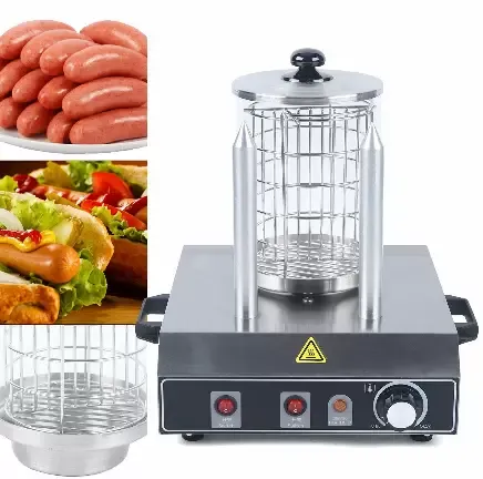 Machine à Hot Dog Professionnelle en Acier Inoxydable Capacité Saucisses & 2 Pains pour Restaurants Fêtes de Famille Soirées