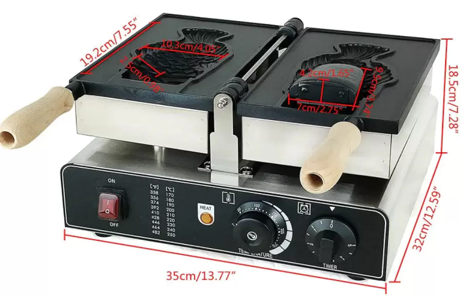 Wafelpan met antiaanbaklaag en visvorm aan 2 zijden - Japanse cakevorm van roestvrij staal