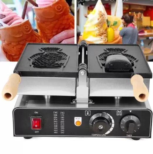 Wafelpan met antiaanbaklaag en visvorm aan 2 zijden - Japanse cakevorm van roestvrij staal