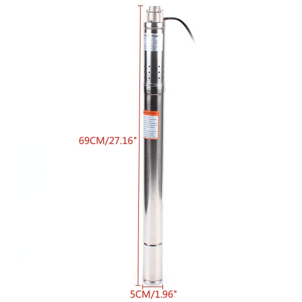 Pompe immergée en acier inoxydable 0,35 kW - Diamètre de la pompe : 5 cm - Câble de raccordement : 15 m
