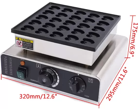Professioneel RVS wafelijzer - 0,85 kW - met antiaanbaklaag - 25 stuks - Mini elektrische crêpemaker