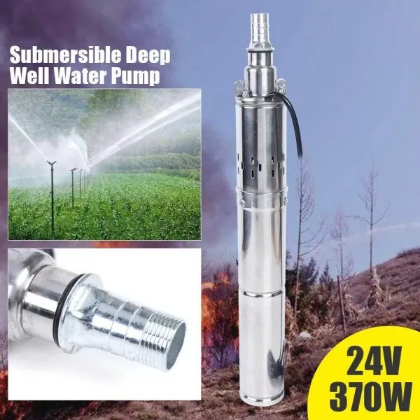 Pompe à Eau Solaire DC 24V 370W Submersible Pompe de Puits Inox 1.8m³/H MAX 65m Puits Profond Solaire Submersible Pompe à Eau Solaire DC 24V 370W Submersible Pompe de Puits Inox 1.8m³/H MAX 65m Puits Profond Solaire Submersible