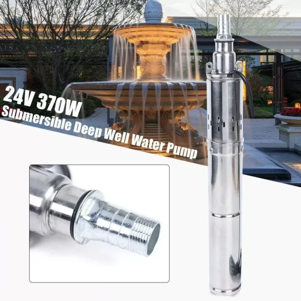 Pompe à Eau Solaire DC 24V 370W Submersible Pompe de Puits Inox 1.8m³/H MAX 65m Puits Profond Solaire Submersible Pompe à Eau Solaire DC 24V 370W Submersible Pompe de Puits Inox 1.8m³/H MAX 65m Puits Profond Solaire Submersible