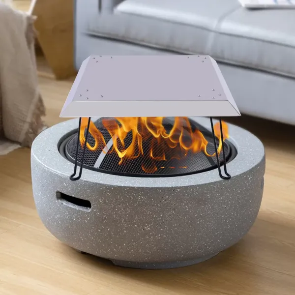 Bouclier thermique extérieur de la fosse à incendie, chaleur vers le bas et vers l'extérieur, acier inoxydable, avec poignée Bouclier thermique extérieur de la fosse à incendie, chaleur vers le bas et vers l'extérieur, acier inoxydable, avec poignée