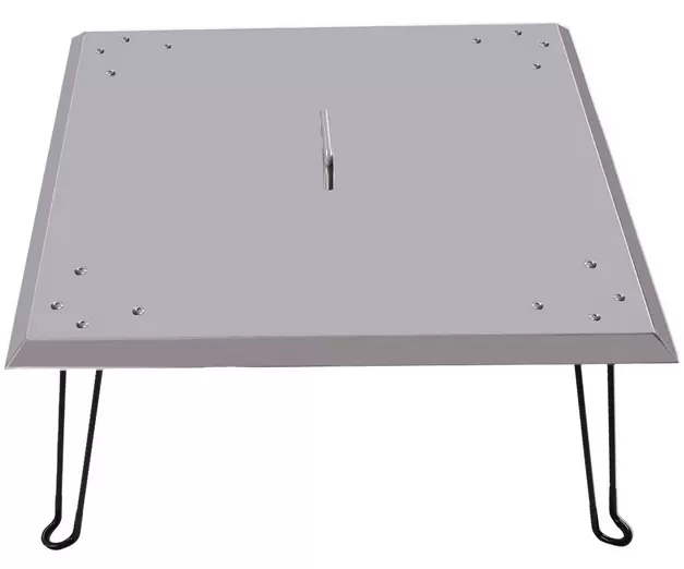 Brasero Couvercle en acier inoxydable pour barbecue, patio, patio, carré, en métal, avec pieds pliables