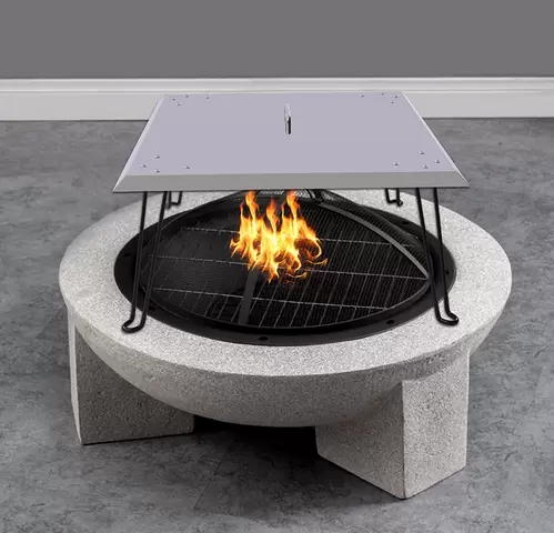 Brasero Couvercle en acier inoxydable pour barbecue, patio, patio, carré, en métal, avec pieds pliables