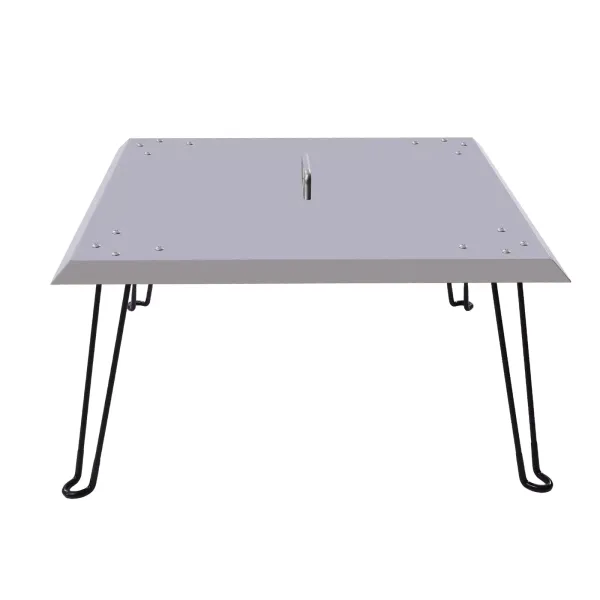 Brasero Couvercle en acier inoxydable pour barbecue, patio, patio, carré, en métal, avec pieds pliables