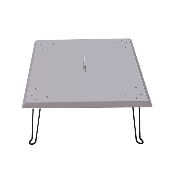 Brasero Couvercle en acier inoxydable pour barbecue, patio, patio, carré, en métal, avec pieds pliables