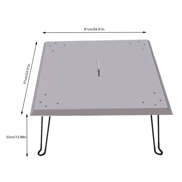 Brasero Couvercle en acier inoxydable pour barbecue, patio, patio, carré, en métal, avec pieds pliables