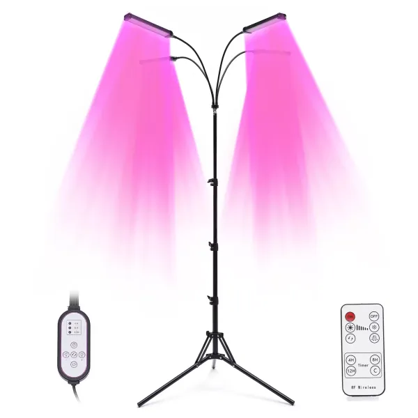 Lampe de culture avec support et clip, 420 LED pour plantes d'intérieur, 10 niveaux à intensité variable, 3 minuteries